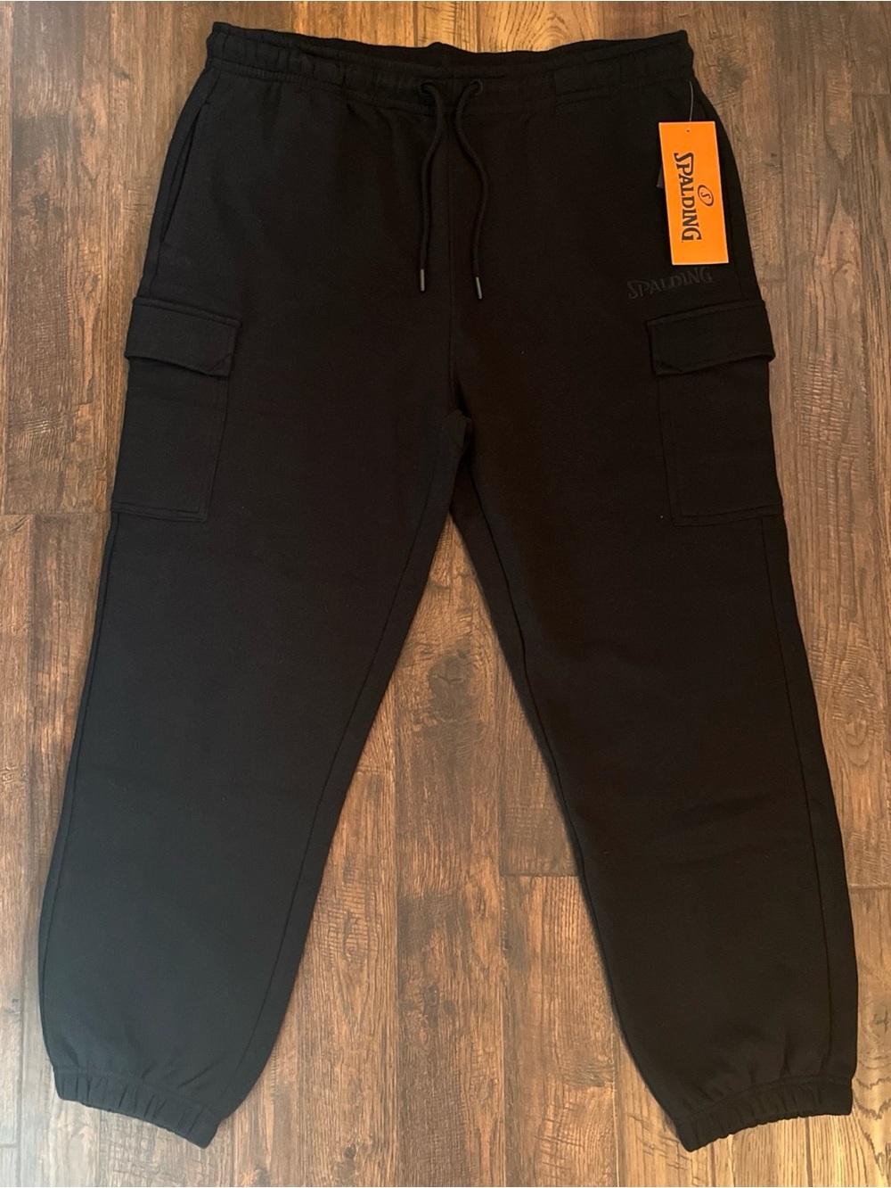 Spalding Men's Black Cargo Fleece Jogger Sweatpants Size XXL
